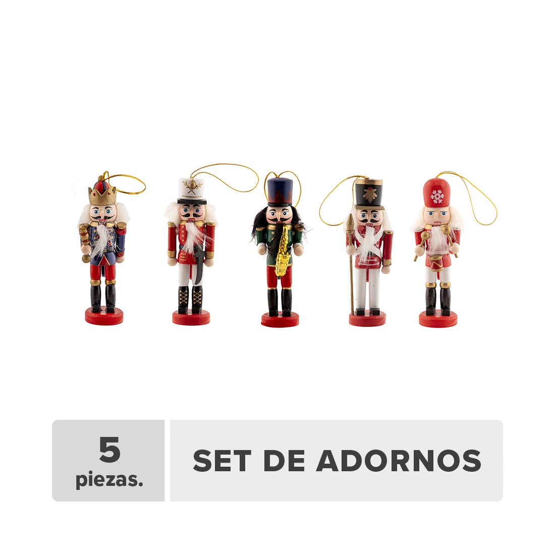 Cascanueces navideño colgante Madera 12cm 5pcs