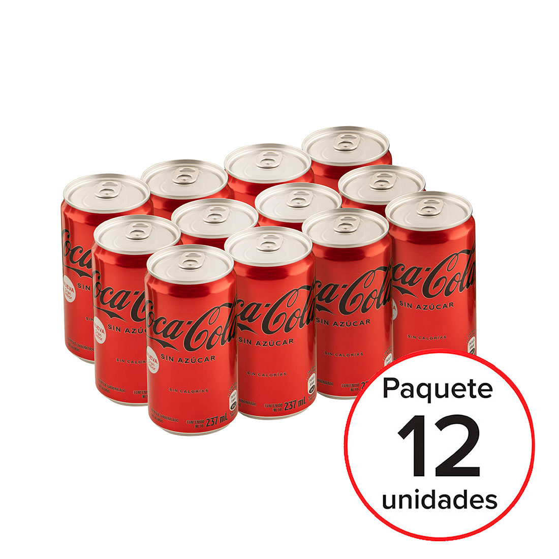 Gaseosa minilata 0% azúcar Coca Cola 237ml 12unds